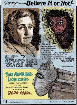 Ripley's Believe It or Not on Friday January 3, 2020 Comic Strip