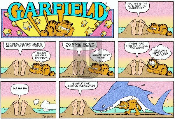 Garfield on Sunday April 17, 1983 Comic Strip