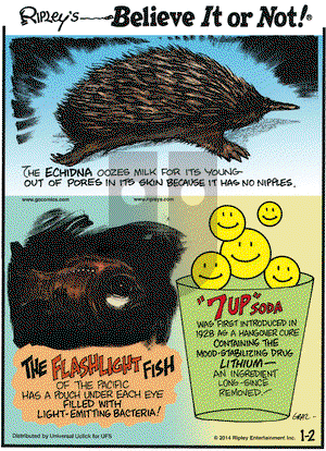 Ripley's Believe It or Not on Thursday January 2, 2014 Comic Strip