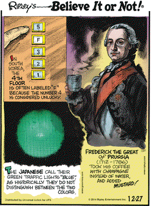 Ripley's Believe It or Not on Saturday December 27, 2014 Comic Strip