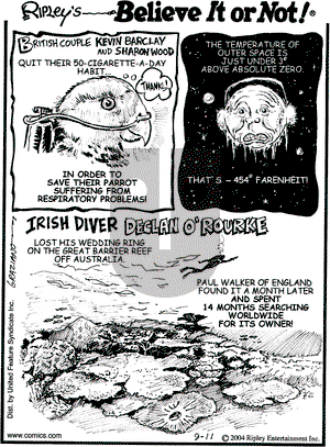 Ripley's Believe It or Not on Saturday September 11, 2004 Comic Strip