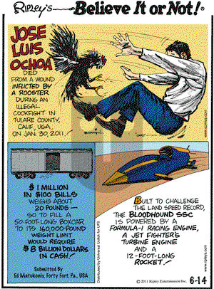 Ripley's Believe It or Not on Tuesday June 14, 2011 Comic Strip