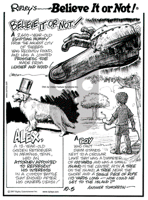 Ripley's Believe It or Not on Friday October 5, 2007 Comic Strip