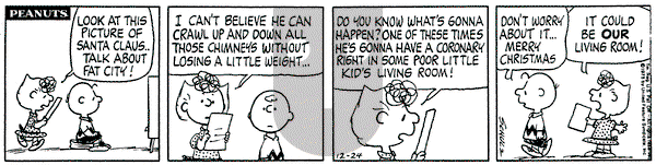 Peanuts on Wednesday December 24, 1975 Comic Strip