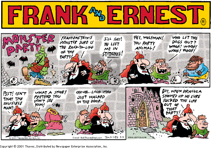 Frank and Ernest on Sunday January 7, 2001 Comic Strip
