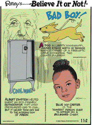 Ripley's Believe It or Not on Monday November 2, 2020 Comic Strip