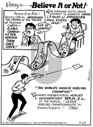 Ripley's Believe It or Not on Monday March 24, 1997 Comic Strip