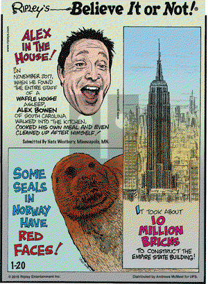 Ripley's Believe It or Not on Saturday January 20, 2018 Comic Strip