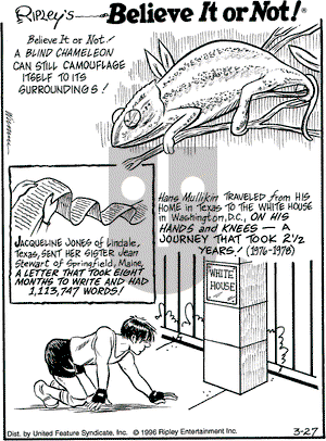 Ripley's Believe It or Not on Wednesday March 27, 1996 Comic Strip