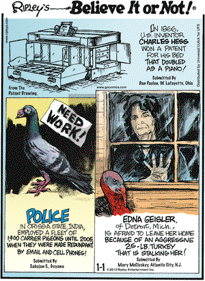 Ripley's Believe It or Not on Tuesday January 1, 2013 Comic Strip