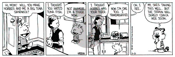 Calvin and Hobbes on Tuesday March 31, 1987 Comic Strip