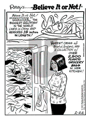 Ripley's Believe It or Not on Saturday February 22, 2003 Comic Strip