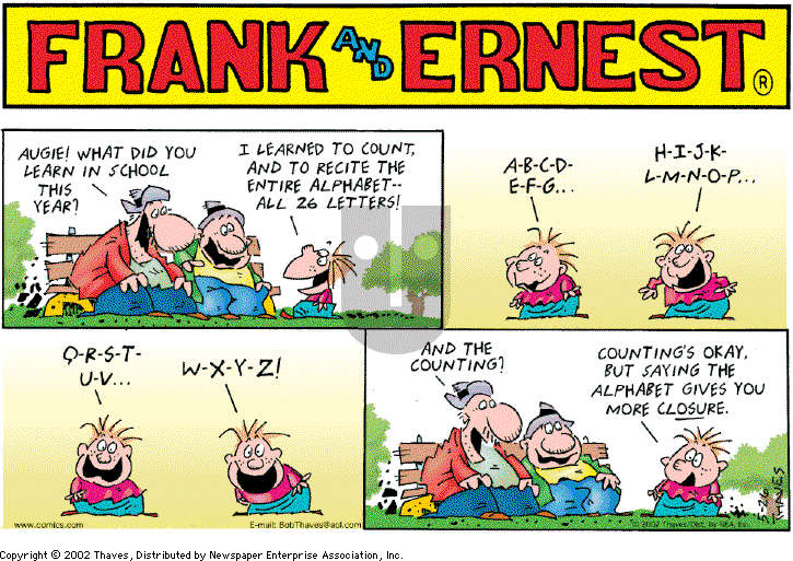 Frank and Ernest on Sunday May 26, 2002 Comic Strip