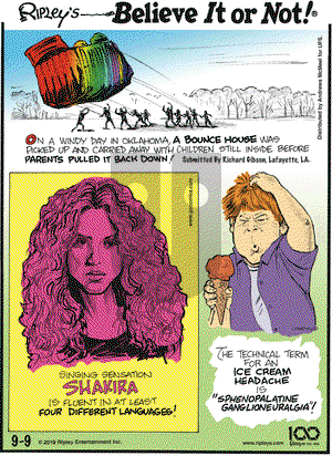 Ripley's Believe It or Not on Monday September 9, 2019 Comic Strip