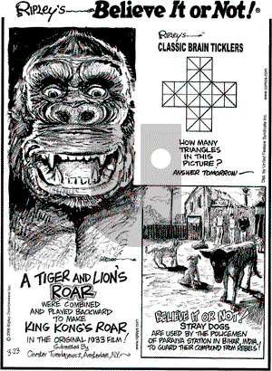 Ripley's Believe It or Not on Thursday March 23, 2006 Comic Strip