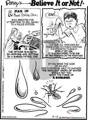 Ripley's Believe It or Not on Monday September 13, 2004 Comic Strip