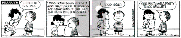 Peanuts on Monday August 27, 1956 Comic Strip