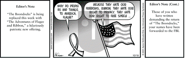 The Boondocks on Thursday October 18, 2001 Comic Strip