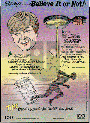Ripley's Believe It or Not on Wednesday December 18, 2019 Comic Strip