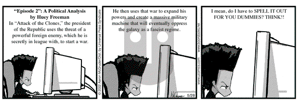 The Boondocks on Tuesday May 28, 2002 Comic Strip