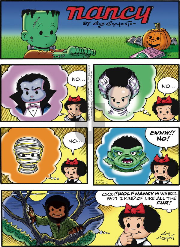 Nancy on Sunday October 30, 2016 Comic Strip