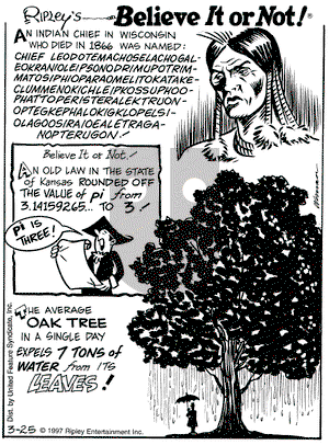 Ripley's Believe It or Not on Tuesday March 25, 1997 Comic Strip