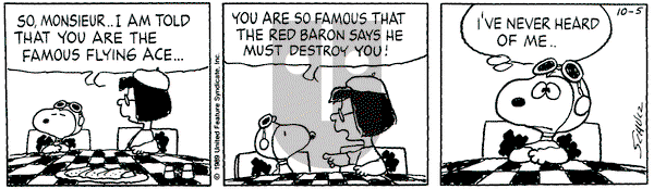 Peanuts on Thursday October 5, 1989 Comic Strip