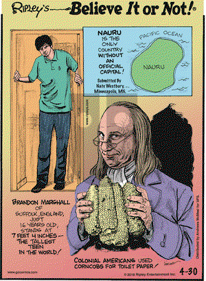 Ripley's Believe It or Not on Monday April 30, 2018 Comic Strip