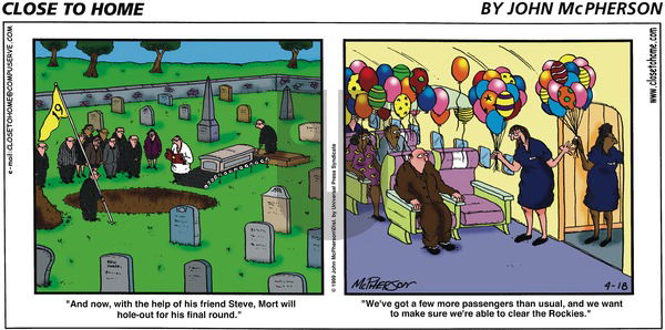 Close to Home on Sunday April 18, 1999 Comic Strip