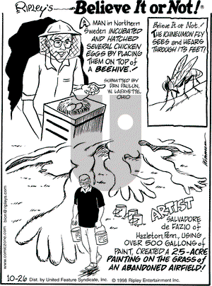 Ripley's Believe It or Not on Monday October 26, 1998 Comic Strip