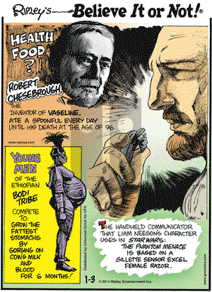Ripley's Believe It or Not on Friday January 3, 2014 Comic Strip