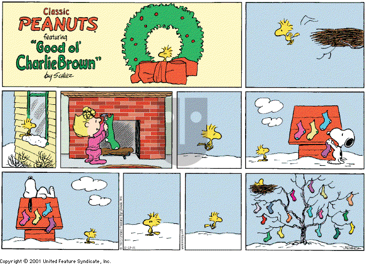 Peanuts - Sunday December 23, 2001 Comic Strip
