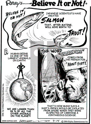 Ripley's Believe It or Not on Tuesday September 14, 2004 Comic Strip
