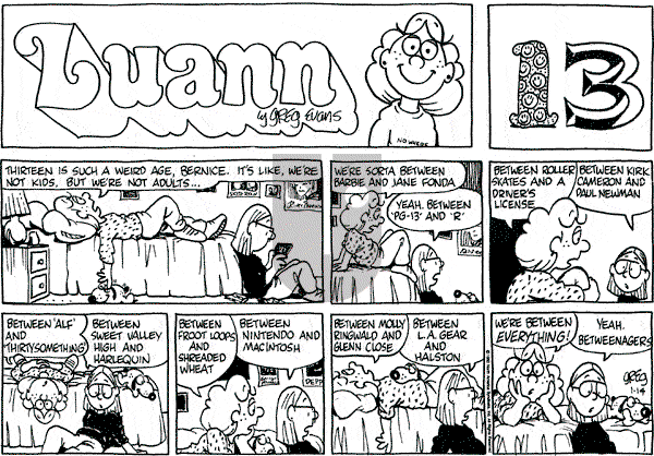 Luann on Sunday January 14, 1990 Comic Strip