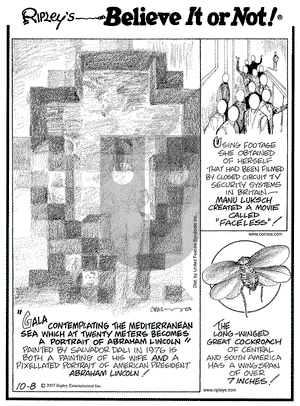 Ripley's Believe It or Not on Monday October 8, 2007 Comic Strip