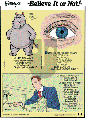 Ripley's Believe It or Not on Saturday August 8, 2020 Comic Strip