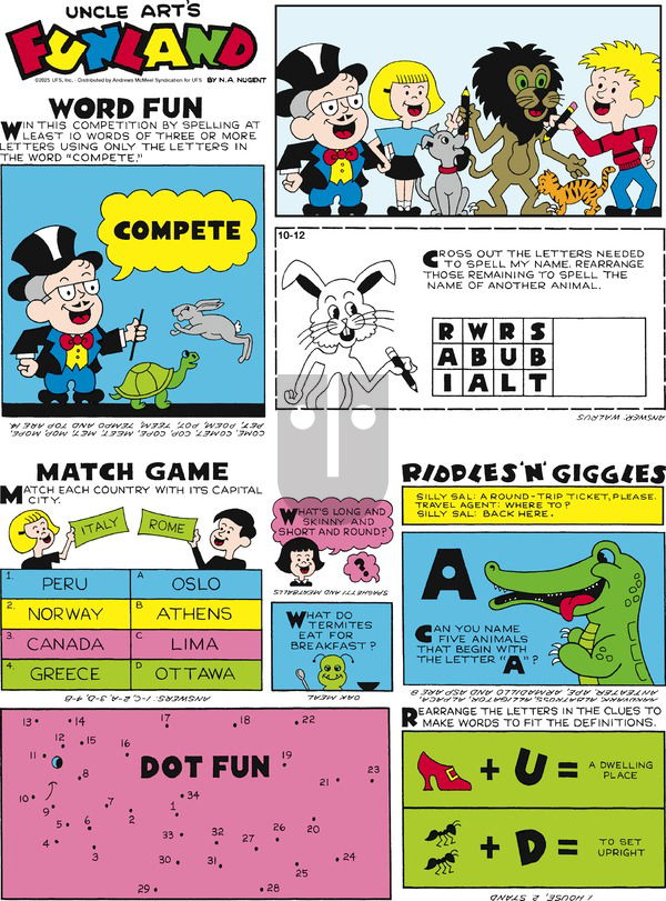 Uncle Art's Funland on Sunday October 12, 2025 Comic Strip
