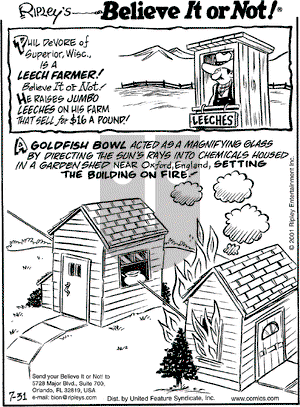 Ripley's Believe It or Not on Tuesday July 31, 2001 Comic Strip