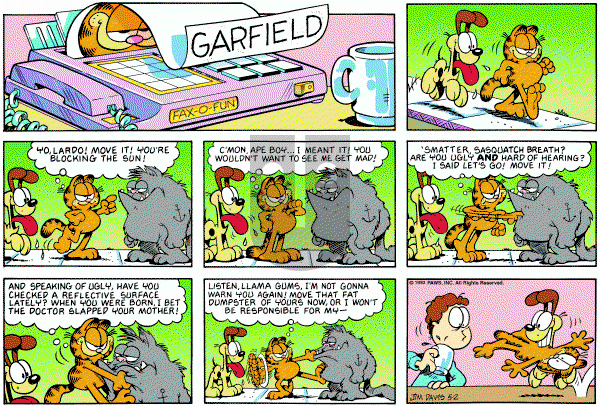 Garfield on Sunday May 2, 1993 Comic Strip