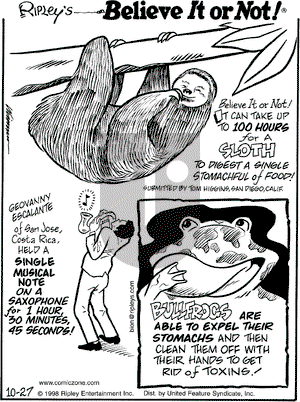 Ripley's Believe It or Not on Tuesday October 27, 1998 Comic Strip