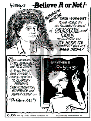 Ripley's Believe It or Not on Tuesday February 25, 2003 Comic Strip