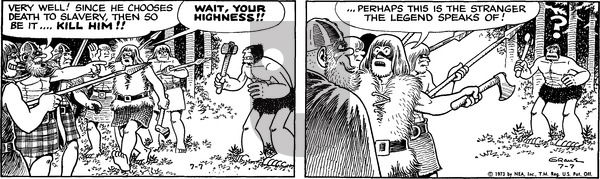 Alley Oop on Saturday July 7, 1973 Comic Strip