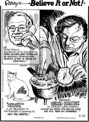 Ripley's Believe It or Not on Saturday March 25, 2006 Comic Strip