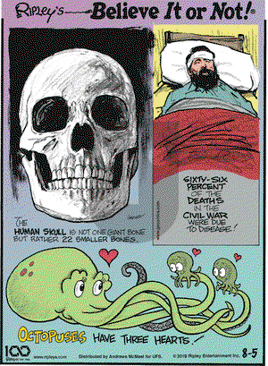 Ripley's Believe It or Not on Monday August 5, 2019 Comic Strip