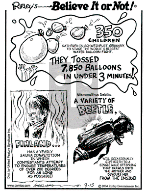Ripley's Believe It or Not on Wednesday September 15, 2004 Comic Strip