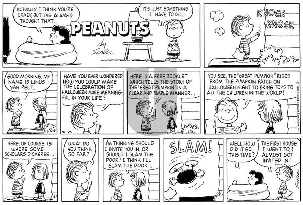 Peanuts on Sunday October 25, 1987 Comic Strip
