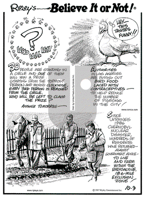 Ripley's Believe It or Not on Tuesday October 9, 2007 Comic Strip