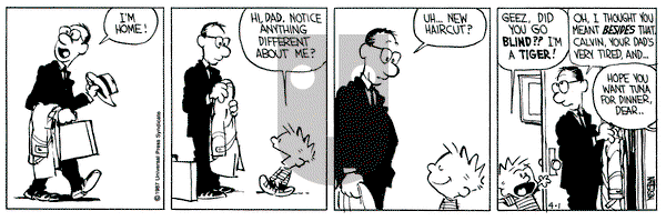 Calvin and Hobbes on Wednesday April 1, 1987 Comic Strip