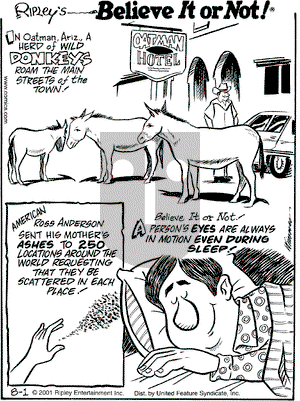 Ripley's Believe It or Not on Wednesday August 1, 2001 Comic Strip