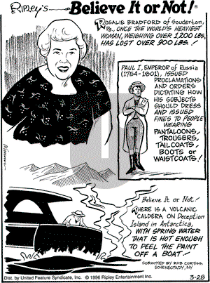 Ripley's Believe It or Not on Thursday March 28, 1996 Comic Strip